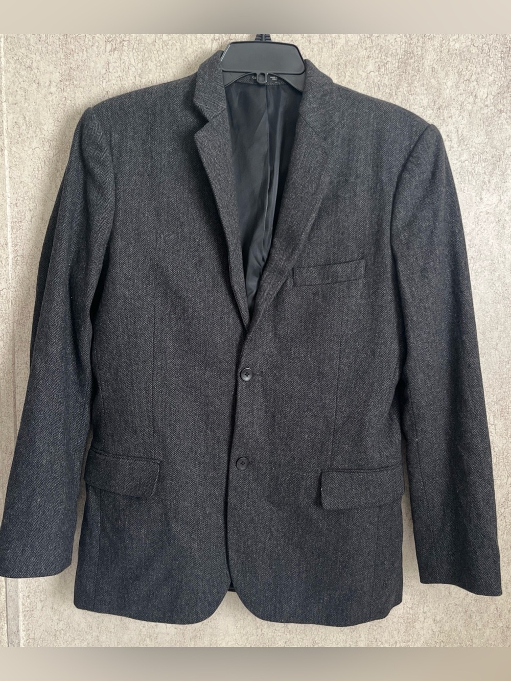 Gap Men’s Herringbone Blazer Wool Blend Gray Herringbone Sports Coat 42 Reg